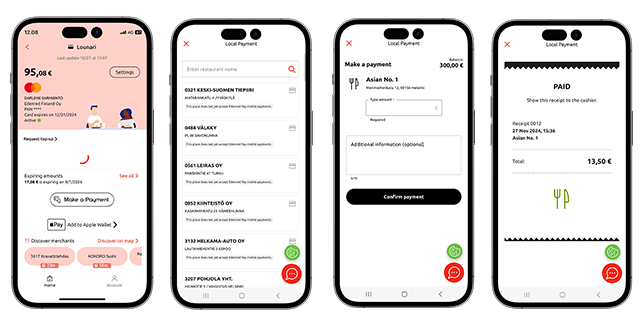 Step-by-step instructions of an Edenred Pay payment